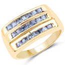 14K Yellow Gold Plated 1.05 Carat Genuine Blue Sapphire .925 Sterling Silver Ring-1