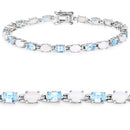 9.02 Carat Genuine Blue Topaz and Opal .925 Sterling Silver Bracelet-5