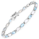 9.02 Carat Genuine Blue Topaz and Opal .925 Sterling Silver Bracelet-6