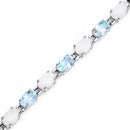 9.02 Carat Genuine Blue Topaz and Opal .925 Sterling Silver Bracelet-7