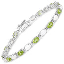 7.92 Carat Genuine Peridot and Opal .925 Sterling Silver Bracelet-7
