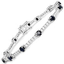 6.21 Carat Genuine Blue Sapphire and White Zircon .925 Sterling Silver Bracelet-4