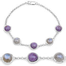 11.00 Carat Genuine Charolite And Labradorite .925 Sterling Silver Bracelet-5