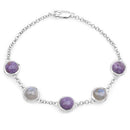 11.00 Carat Genuine Charolite And Labradorite .925 Sterling Silver Bracelet-6