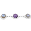 11.00 Carat Genuine Charolite And Labradorite .925 Sterling Silver Bracelet-7