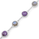 11.00 Carat Genuine Charolite And Labradorite .925 Sterling Silver Bracelet-8