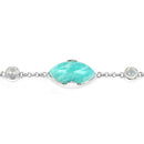 29.70 Carat Genuine Amazonite and White Agate .925 Sterling Silver Bracelet-7