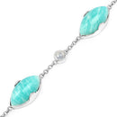29.70 Carat Genuine Amazonite and White Agate .925 Sterling Silver Bracelet-8