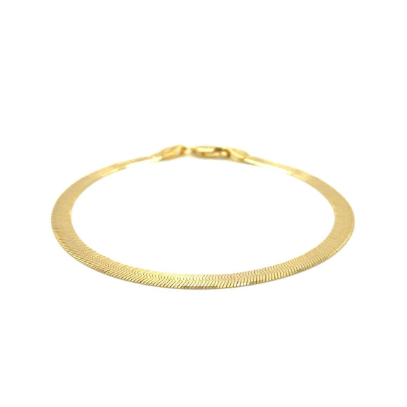 4.0mm 14k Yellow Gold Super Flex Herringbone Bracelet