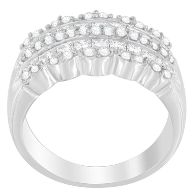 14K White Gold 1 1/7ct. TDW Round and Princess-Cut Diamond Ring(H-I, SI2-I1) - 0