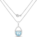 4.08 Carat Genuine Swiss Blue Topaz & White Topaz .925 Sterling Silver Pendant-2