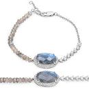 17.49 Carat Genuine Labradorite and White Topaz .925 Sterling Silver Bracelet-5