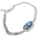 17.49 Carat Genuine Labradorite and White Topaz .925 Sterling Silver Bracelet-7