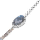 17.49 Carat Genuine Labradorite and White Topaz .925 Sterling Silver Bracelet-8