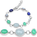 15.67 Carat Genuine Multi Stone .925 Sterling Silver Bracelet-5