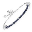2.41 Carat Genuine Blue Sapphire and White Zircon .925 Sterling Silver Bracelet-10