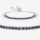 2.41 Carat Genuine Blue Sapphire and White Zircon .925 Sterling Silver Bracelet-6