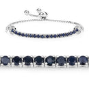 2.41 Carat Genuine Blue Sapphire and White Zircon .925 Sterling Silver Bracelet-3