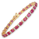 7.76 Carat Genuine Ruby and White Diamond 14K Yellow Gold Bracelet-4