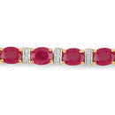 7.76 Carat Genuine Ruby and White Diamond 14K Yellow Gold Bracelet-5