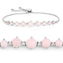 5.50 Carat Genuine Pink Opal and White Topaz .925 Sterling Silver Bracelet-6