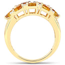 14K Yellow Gold Plated 2.48 Carat Genuine Citrine & White Topaz .925 Sterling Silver Ring-2