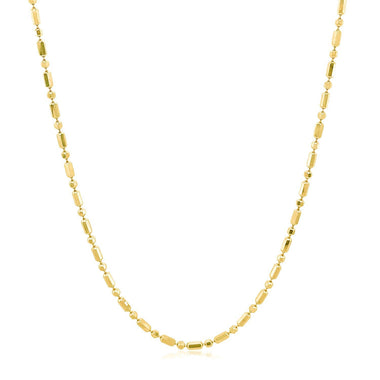 14k Yellow Gold Diamond-Cut Alternating Bead Chain 1.5mm - 0