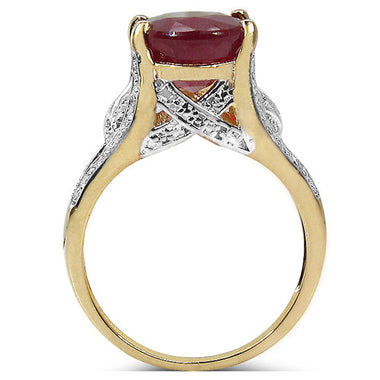 14K Yellow Gold Plated 4.00 Carat Genuine Ruby .925 Sterling Silver Ring - 0