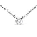 10K White Gold 1/10 Carat Round Brilliant-Cut Diamond Modern Bezel-Set Solitaire 16"-18" Pendant Necklace (H-I Color, SI2-I1 Clarity)-2