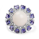 4.25 Carat Genuine Opal, Tanzanite & White Topaz .925 Sterling Silver Ring-3