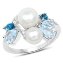 4.96 Carat Genuine Multi Stones .925 Sterling Silver Ring-1