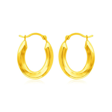 14k Yellow Gold Polished Oval Hoop Earrings