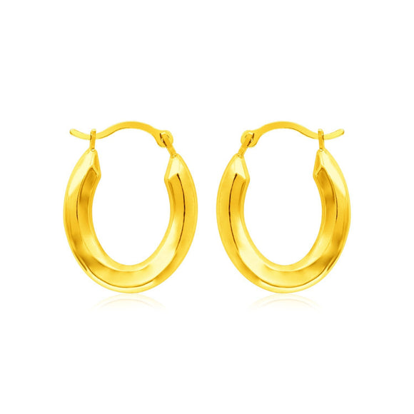 14k Yellow Gold Polished Oval Hoop Earrings