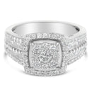 10K White Gold Diamond Cluster Ring (1 Cttw, H-I Color, I1-I2 Clarity) - Size 6-3/4-4