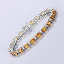 12.33 Carat Genuine Orange Sapphire and White Diamond 14K White Gold Bracelet-6