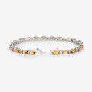 12.33 Carat Genuine Orange Sapphire and White Diamond 14K White Gold Bracelet-8
