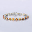 12.33 Carat Genuine Orange Sapphire and White Diamond 14K White Gold Bracelet-9