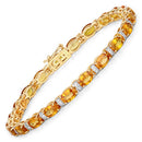 12.33 Carat Genuine Orange Sapphire and White Diamond 14K Yellow Gold Bracelet-5