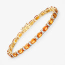 12.33 Carat Genuine Orange Sapphire and White Diamond 14K Yellow Gold Bracelet-6