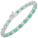 10.47 Carat Genuine Emerald and White Topaz .925 Sterling Silver Bracelet-5