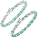 10.47 Carat Genuine Emerald and White Topaz .925 Sterling Silver Bracelet-8