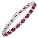11.67 Carat Genuine Ruby and White Diamond 14K White Gold Bracelet-4