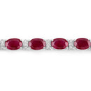 11.67 Carat Genuine Ruby and White Diamond 14K White Gold Bracelet-5