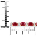 11.67 Carat Genuine Ruby and White Diamond 14K Yellow Gold Bracelet-6