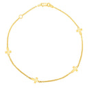 14k Yellow Gold Polished Station Cross Anklet (1.00 mm)-2
