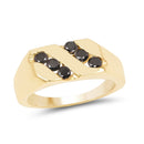 14K Yellow Gold Plated 0.60 Carat Genuine Black Diamond .925 Sterling Silver Ring-1