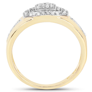 14K Yellow Gold Plated 0.29 Carat Genuine White Diamond .925 Sterling Silver Ring - 0