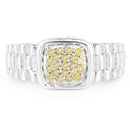 0.25 Carat Genuine Yellow Diamond .925 Sterling Silver Ring-3