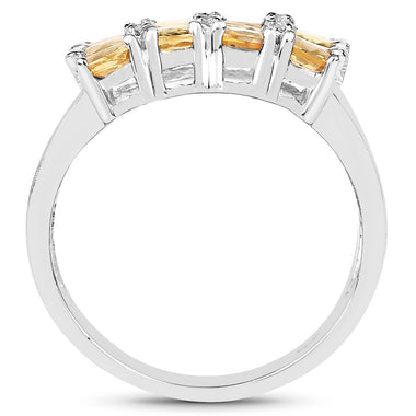 2.67 Carat Genuine Yellow Sapphire and White Diamond .925 Sterling Silver Ring - 0