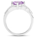 1.32 Carat Genuine Amethyst & White Topaz .925 Sterling Silver Ring-2